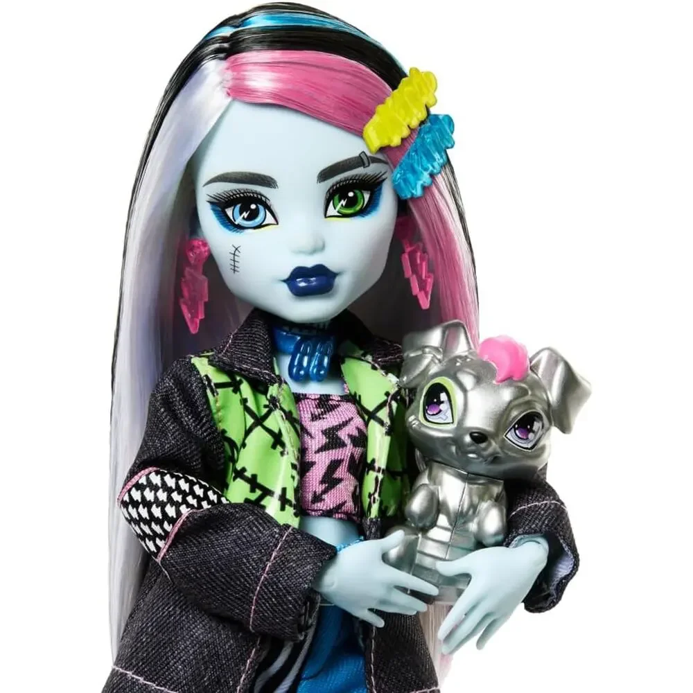 Monster High Frankie Stein Doll Denim Jacket Shorts  Pet Dog Watzie NWT